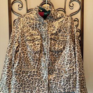 Chico's Animal Print Gold Foil Jacket